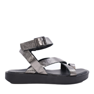 Women metallic gray sandals Luca di Gioia genuine leather 2505DS2022CF