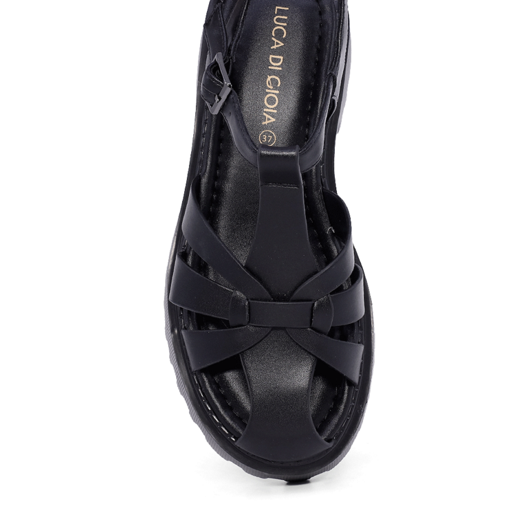 Luca di Gioia women's black leather sandals 1297DS1281N