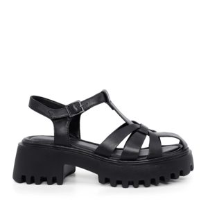 Luca di Gioia women's black leather sandals 1297DS1281N