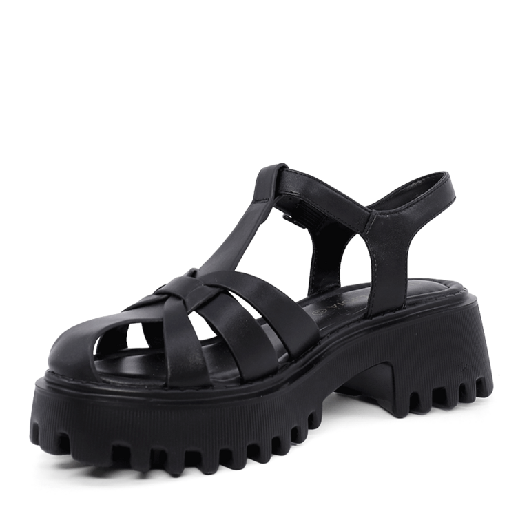 Luca di Gioia women's black leather sandals 1297DS1281N
