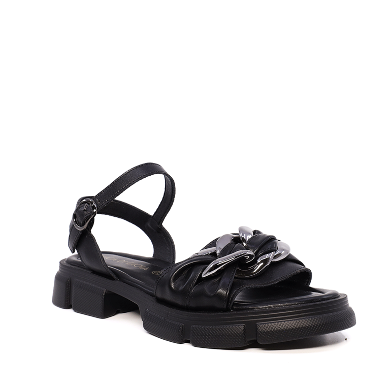 Luca di Gioia women's black leather sandals 1297DS6100N