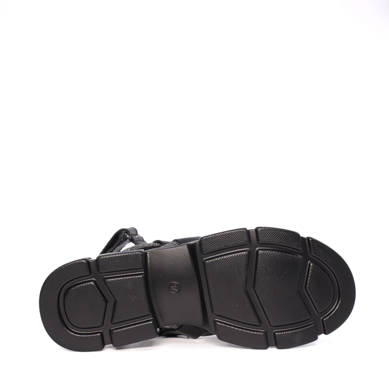 Luca di Gioia women's sandals in black leather with rhinestones 1297DS1521GLN