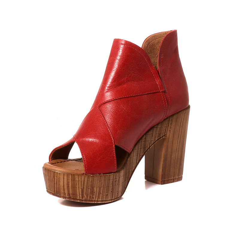 Luca di Gioia Women's red leather medium heel sandals 1811DS2240R