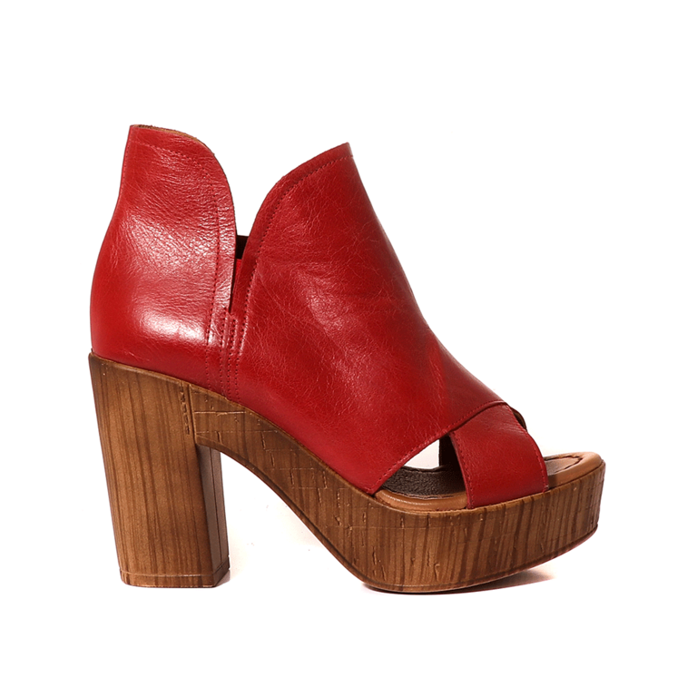 Luca di Gioia Women's red leather medium heel sandals 1811DS2240R