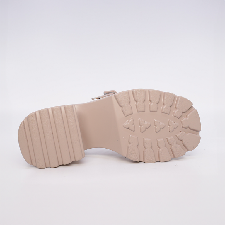 Sandale femei Luca di Gioia taupe din piele cu toc gros 1297DS1481TA