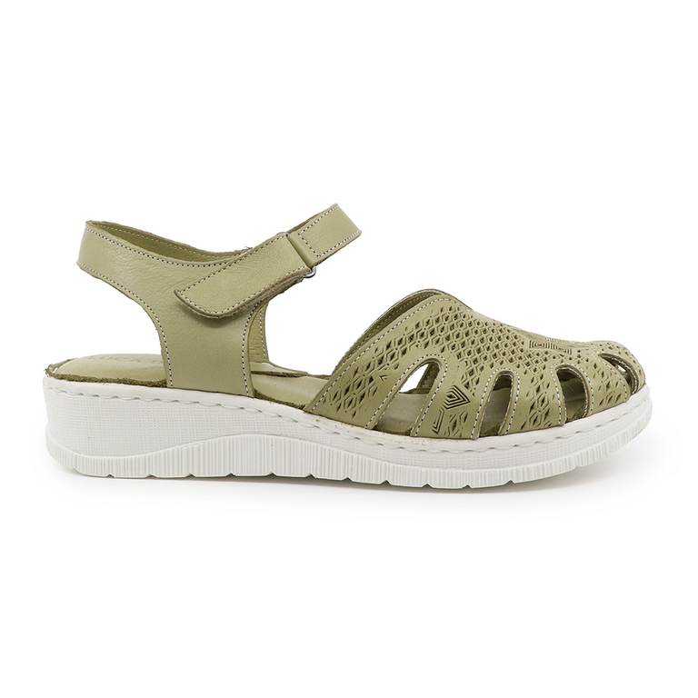 Luca di Gioia women sandals in green leather 3293DS2450V