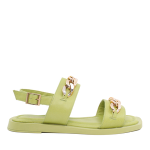 Luca di Gioia women sandals in lime green genuine leather with chains 1815DS2330V