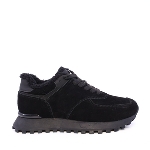 Sneakers  îmblăniți  Luca di Gioia negri din piele întoarsă    3840DP218VN