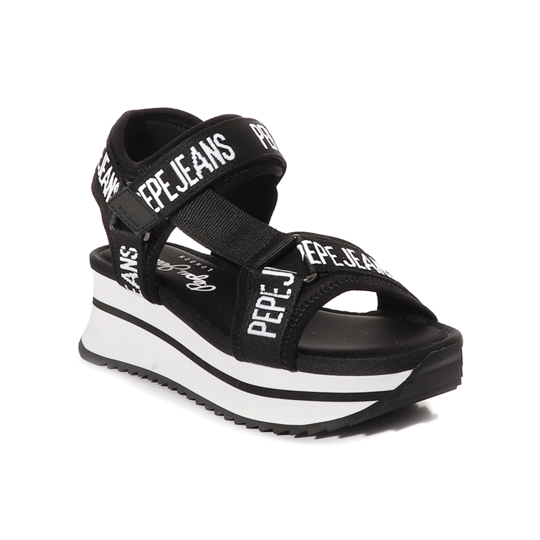 Sandale sport femei Pepe Jeans negre cu detalii albe 3191DS90505N