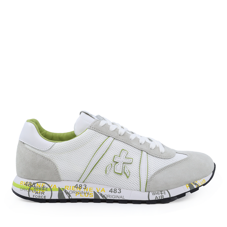 Premiata men Lucy sneakers in white suede leather and fabric 1695BPF6148A
