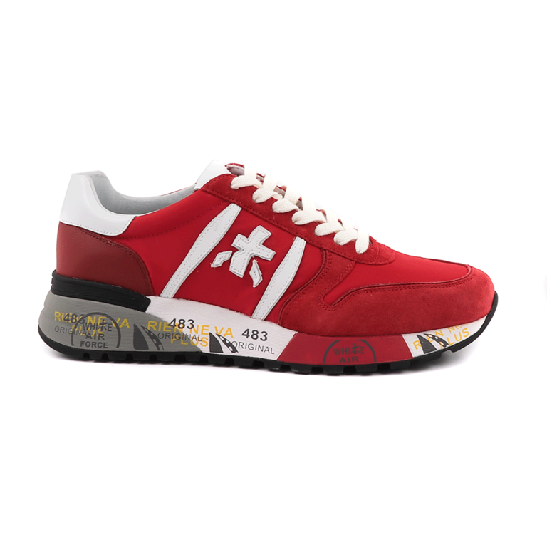 Premiata Lander Men's Sneakers in red and white suede leather 1691BP4562VR