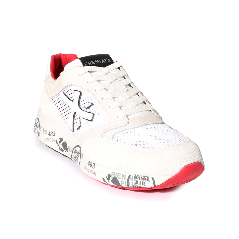 Premiata ZacZac men's sneakers in white and red leather 1691BP5236A