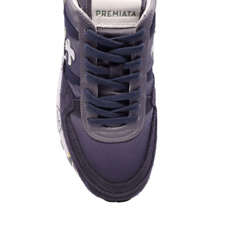 Men's sneakers Premiata Landeck navy blue in suede leather and textile 1696BP6404BL