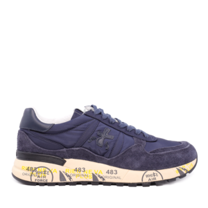 Men's sneakers Premiata Landeck navy blue in suede leather and textile 1696BP6407BL