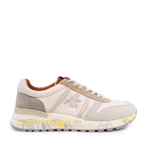 Men's Premiata Lander white suede and textile sneakers 1697BP6633VA