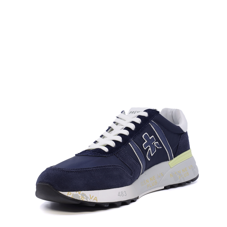 Men's Premiata Lander navy blue suede and textile sneakers 169BP6634VBL
