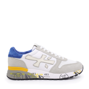 Premiata men Mick sneakers in white genuine leather and fabric 1695BP6168A