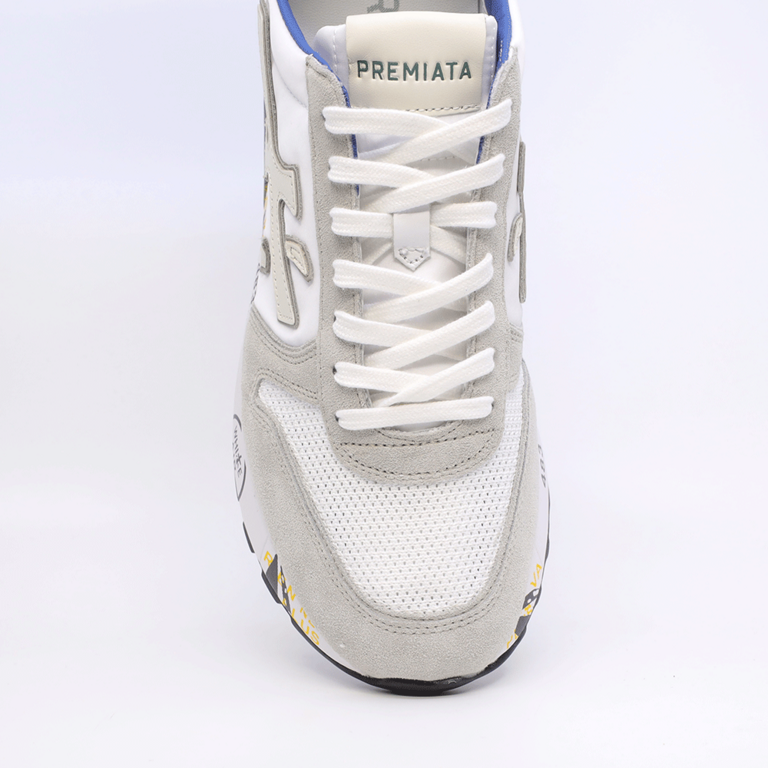 Premiata men Mick sneakers in white genuine leather and fabric 1695BP6168A