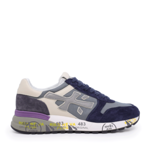 Premiata men Mick sneakers in navy genuine leather and fabric 1695BP6169BL