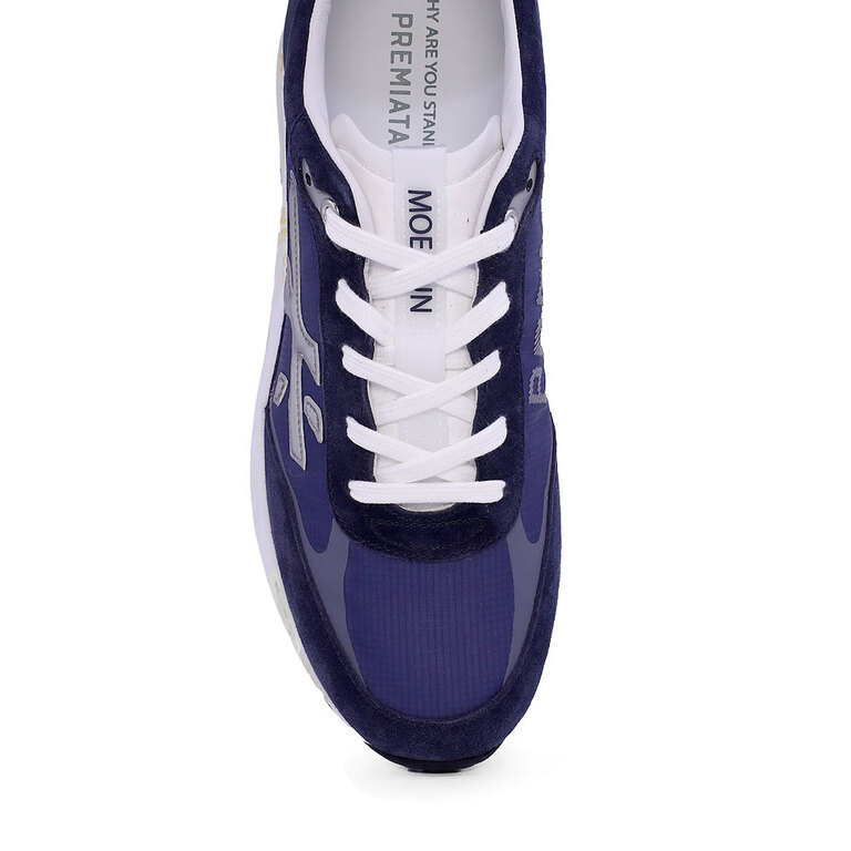 Men's Premiata Moerun navy blue suede and textile sneakers 1697BP6731VBL
