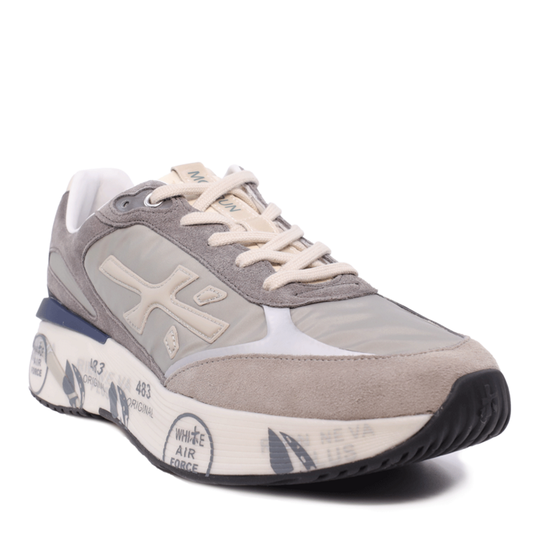 Men's sneakers Premiata Moerun taupe in suede leather and textile 1696BP6447TA
