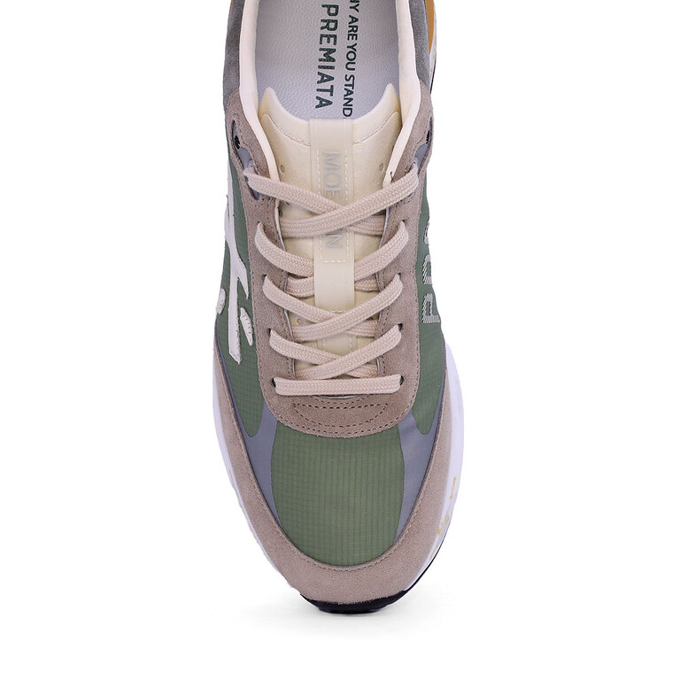 Men's Premiata Moerun green suede and textile sneakers 1697BP6726V