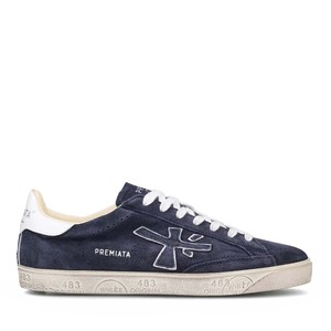 Sneakers bărbați Premiata Steven bleumarin din piele întoarsă 1691BP6643BL