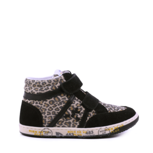 Sneakers high top fete Premiata BabyWally din piele întoarsă cu animal print 1712FG2509LEO