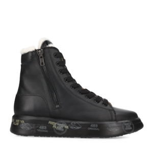 Sneakers high top Premiata Edith negre din piele 1690DG7069N
