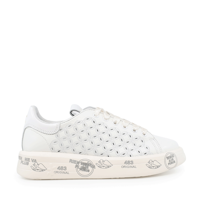 Premiata women Belle sneakers in white perforated leather 1695DPF6283A