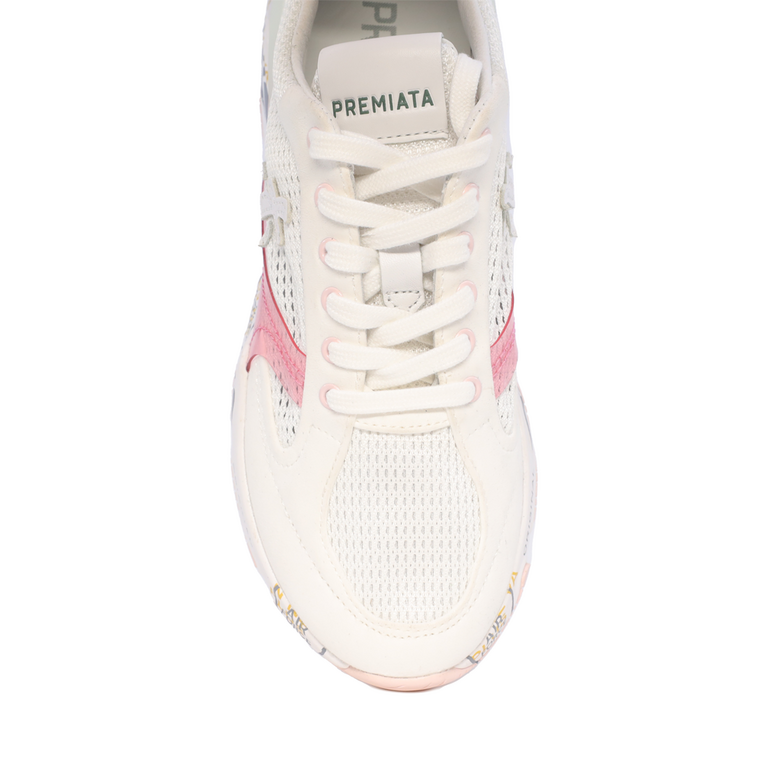 Premiata women Buff Ly sneakers in white and pink genuine leather 1695DPF6197A