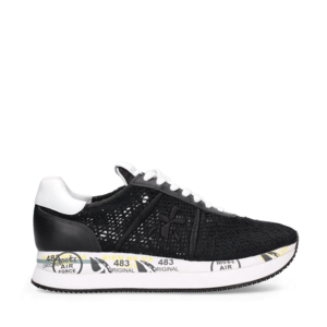 Premiata women Conny sneakers in black perforated leather 1695DPF6347N