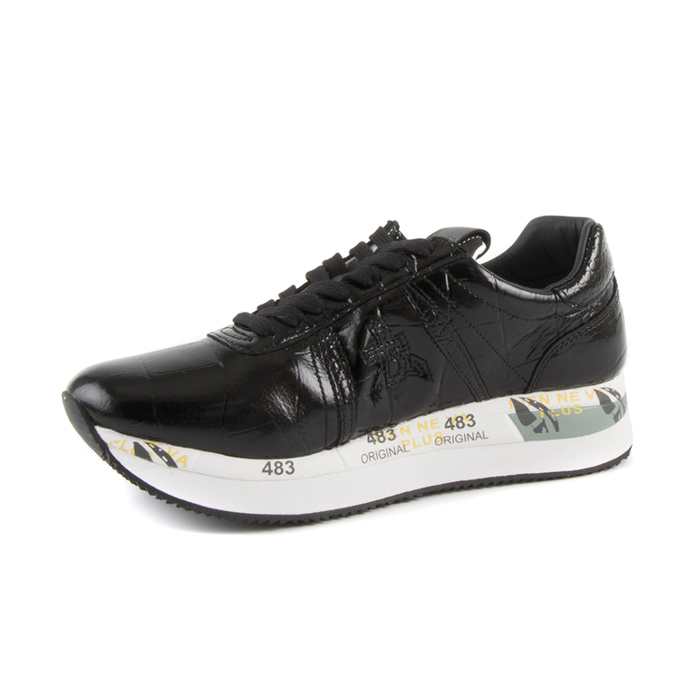 Premiata Conny Women's Trainers in black patent leather 1690DP4817LN