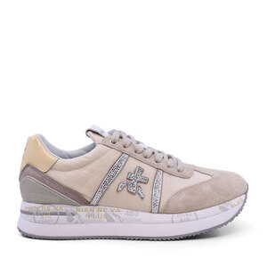 Baskets Premiata Conny en daim et textile beiges femme 169DP6671VBE