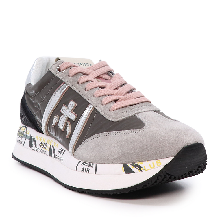 Premiata women Conny sneakers in gray leather 1694DP5949GR