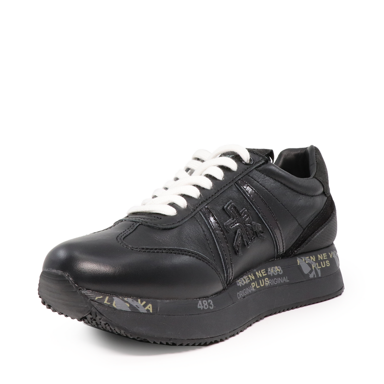 Premiata women Conny sneakers in black leather 1694DP5946N