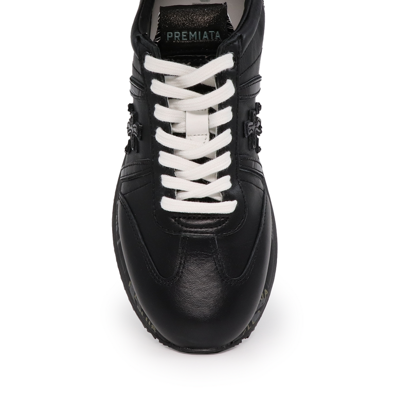 Premiata women Conny sneakers in black leather 1694DP5946N