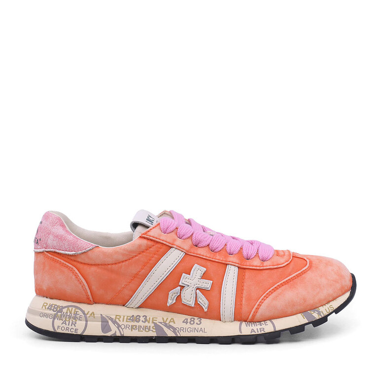 Women's Premiata Lucy-D Heritage orange textile and leather sneakers 169DP6755PO