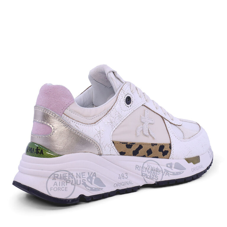 Women's sneakers Premiata Mase-D white leather with vintage look and textile 1697DP6680A