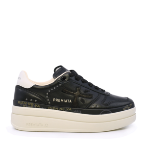 Sneakers femei Premiata Micol negri din piele naturală 1698DP7014N