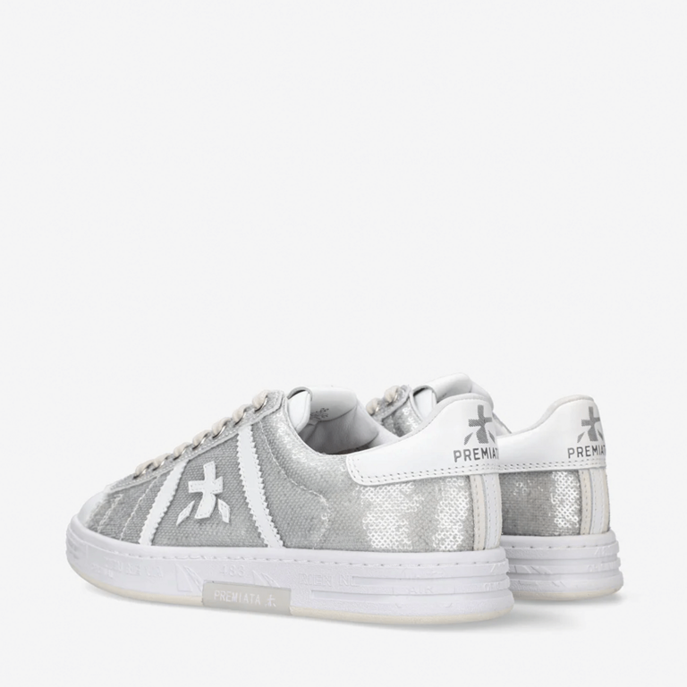 Premiata women Russell-D sneakers in silver leather 1695DP6262GLAG