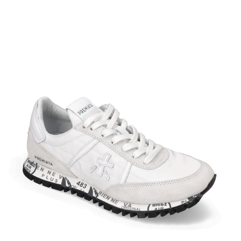 Sneakers femei Premiata Sean-D  alb argintiu din piele întoarsă și textil 1695DP5633AG