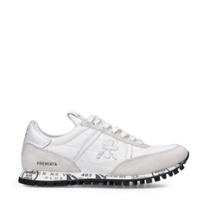 Sneakers femei Premiata Sean-D  alb argintiu din piele întoarsă și textil 1695DP5633AG