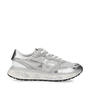 Sneakers femei Premiata Lauryn argintii din piele întoarsă și textil 1699DP7482AG