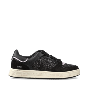 Sneakers femei Premiata Quinn D negri din piele și glitter 1699DP7422GLN