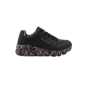 Pantofi sport fete Skechers negri cu talpă colorată 1966fp314976n