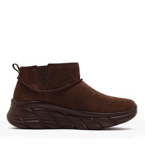 Ghete îmblănite femei Skechers Bobs B Flex Hi maro din piele 1962DG117390VM