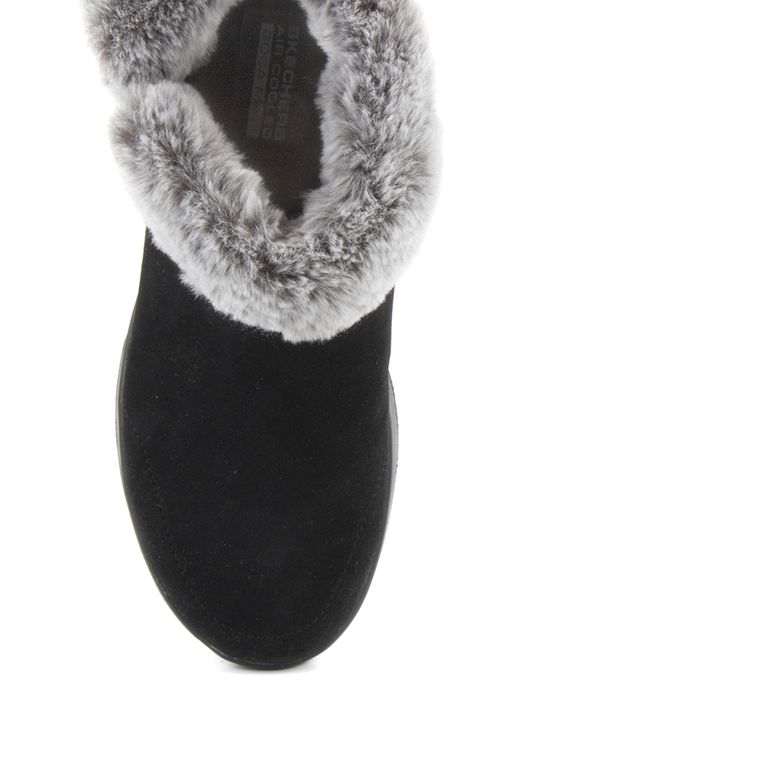 Skechers women's snow boots in black suede with fur 1960DG44003VN