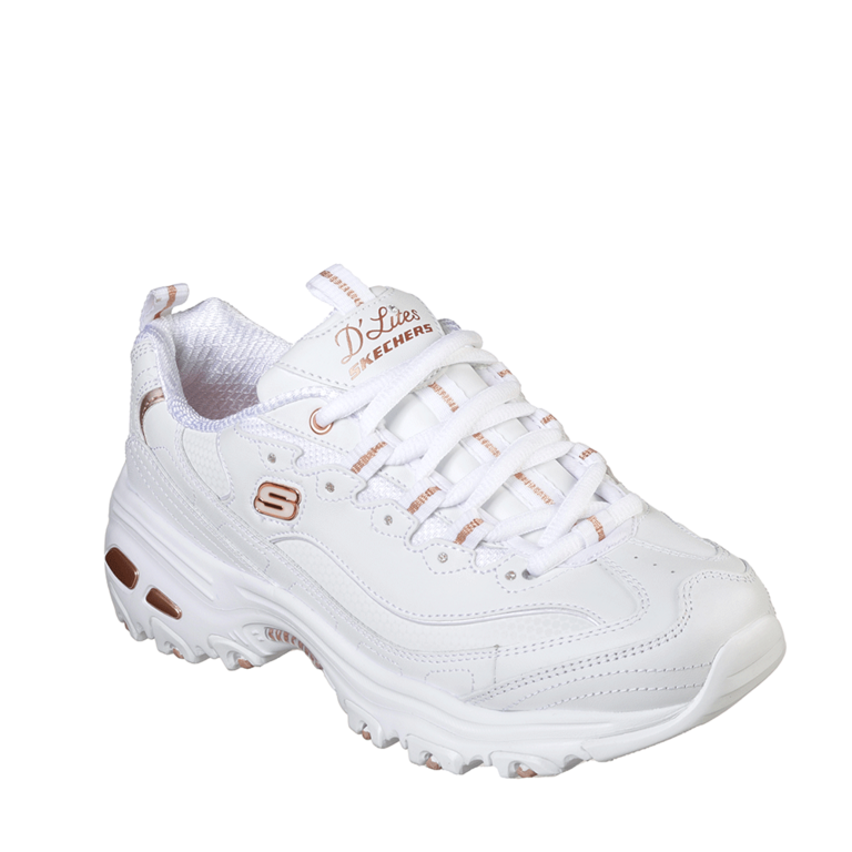 Pantofi sport femei Skechers D' Lite Fresh Start albi din piele șI sintetic 1967DP11931A