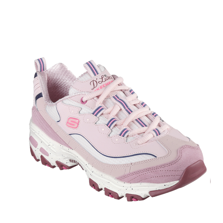 Women's Skechers D' Lite Bold Views pink leather and synthetic sports shoes 1967DPS149589RO